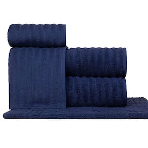 Jogo De Toalhas Fio Penteado Gigante 5 Peças - Soft - Azul Naval
