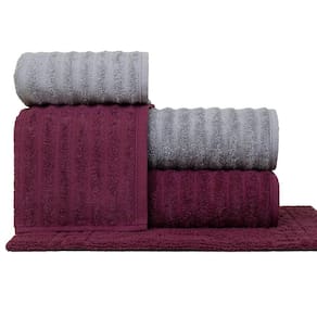 Jogo De Toalhas Fio Penteado Gigante 5 Peças - Soft - Marsala + Prata