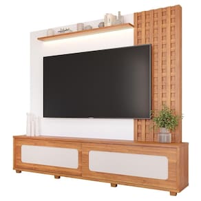 Estante Home Theater Marrocos Cinamomo-branco Acetinado Para Até 84? - Permóbili Cinamomo-branco Acetinado