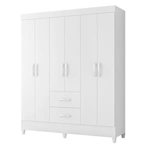 Guarda Roupa Mobi 6 Portas E 2 Gavetas Branco Fosco - Móveis Albatroz Branco Fosco