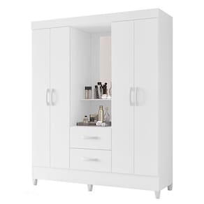 Guarda Roupa Capelinha Mobi 4 Portas Branco Fosco- Móveis Albatroz Branco Fosco