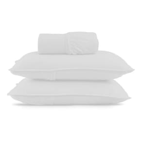 Jogo De Cama Queen Malha Lisa Com Elástico 100% Algodão - Linha Casa - Branco