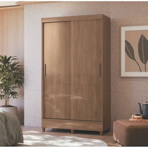 Guarda Roupa 1,06 m 2 Portas Correr com Pés  Santos Andira Fit  Jequitiba / Jequitiba