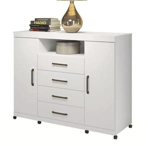 Cômoda Havana Master 2 Portas E 4 Gavetas Branco Com Rodízios - Santos Andirá Branco