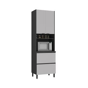 Paneleiro 3 Portas 1 Gaveta Nicho Forno 100% Mdf Lumina - Itatiaia Grafite-fendi