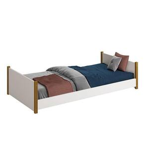 Cama Evolutiva 2 Em 1 Ravi Branco Fosco Pés Amadeirado Com Colchão D33 - Reller Móveis Branco Fosco