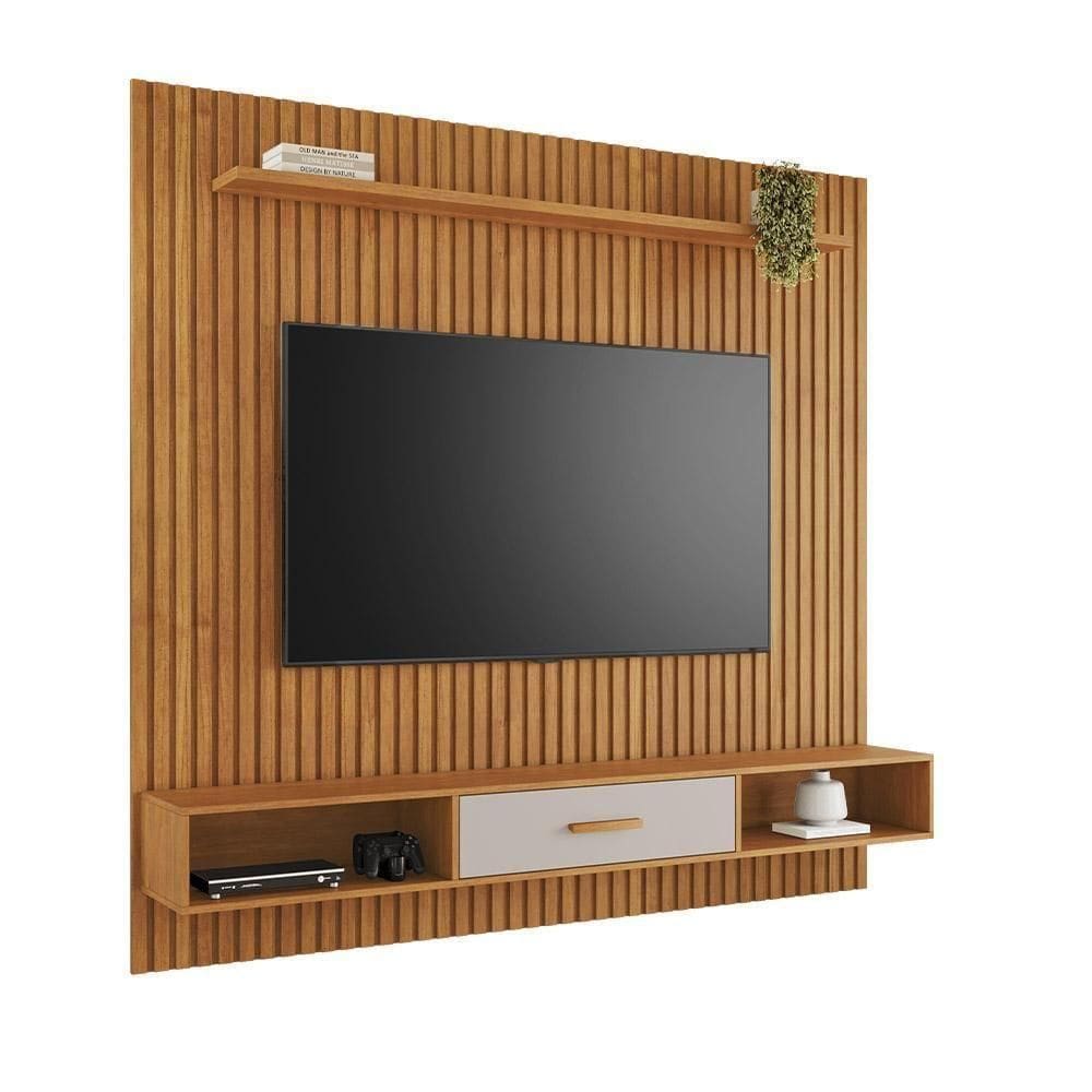 Painel Para Até 65 Polegadas Alívio Ripado Jcm Cinamomo Off White