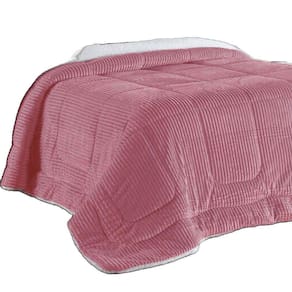 Edredom Coberdrom Manta Canelada Pesado Queen - Rosê - 100% Poliéster