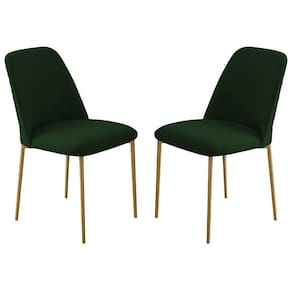 Conjunto 2 Cadeiras Londres Veludo Verde Escuro Metal Dourado