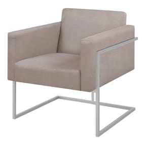 Poltrona Decorativa Bélgica Linho Bege Metal Champanhe