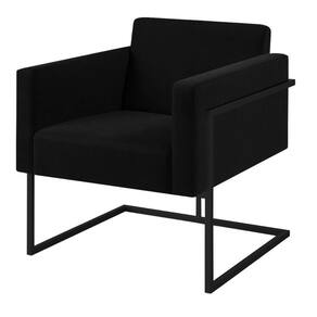 Poltrona Decorativa Bélgica Veludo Preto Metal Preto