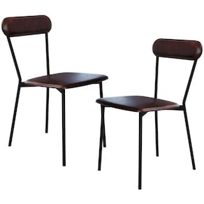 Kit 02 Cadeiras Estofada Para Sala De Jantar Liora Preto C01 Courino Café - Lyam Decor