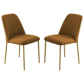 Conjunto 2 Cadeiras Londres Veludo Terracota Metal Dourado