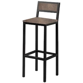 Banqueta Florença Couro Marrom Em Metal Preto