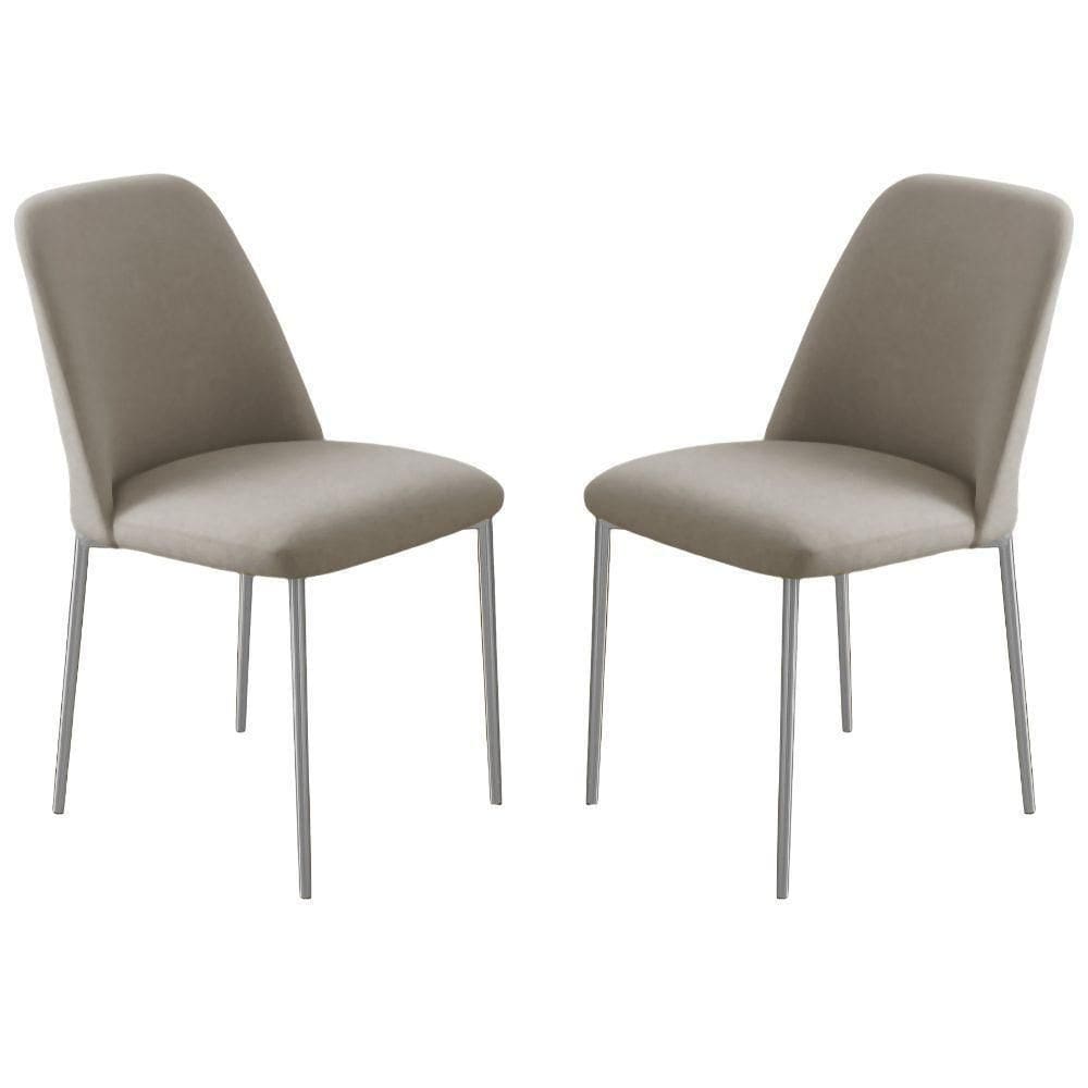 Conjunto 2 Cadeiras Londres Veludo Cappuccino Metal Champanhe