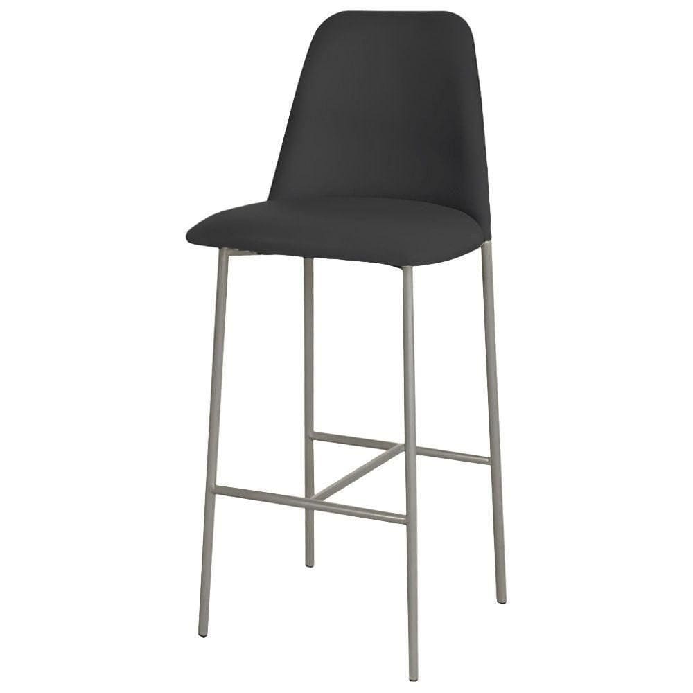Banqueta Turquia Veludo Preto Em Metal Champanhe