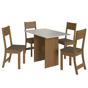 Mesa De Jantar Karla 108x68 Com Tampo Em Mdp E 4 Cadeiras Freijó-off White-cacau - Indekés Freijó-off White-cacau