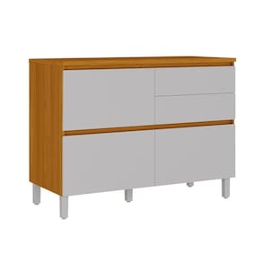 Balcão 1 Porta 4 Gavetas 120cm Com Tampo E Dobradiças Slow Motion Lumina - Itatiaia Cinamomo-fendi