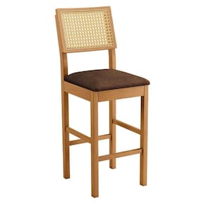 Banqueta Jade 03 Madeira Maciça Jcm Encosto Rattan Verona Chocolate