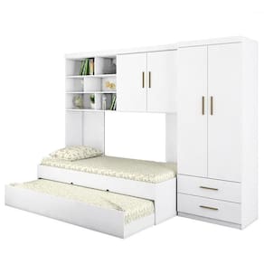 Dormitório Chiara Guarda Roupa, Aéreo 2 Portas E Bicama Branco Com Colchões Supreme D20 - Phoenix Baby Branco