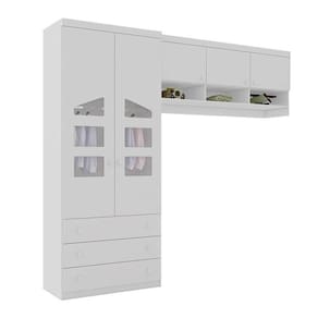 Quarto Modulado Infantil Eloisa Com Guarda Roupa 2 Portas E Ponte Aérea Branco - Phoenix Baby Branco