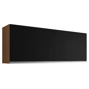 Armário Aéreo Andréia 150 Cm 4 Portas Amendoa Preto Ajl