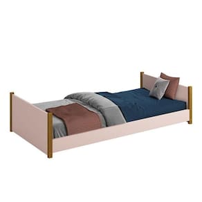 Cama Evolutiva 2 Em 1 Ravi Rosa Fosco Com Pés Amadeirado E Colchão D20 - Reller Móveis Rosa Fosco