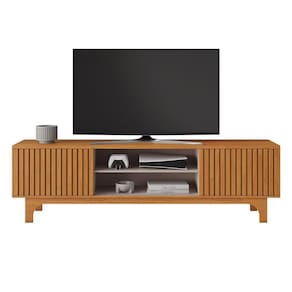 Rack Trunfo Para Até 70 Polegadas Com Porta Ripada Jcm Movelaria Cinamomo Off White