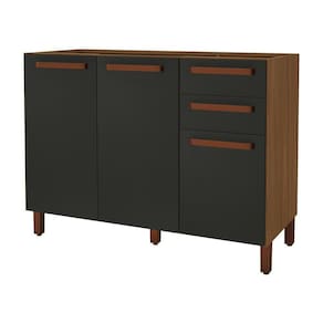 Balcão De Cozinha Monza 120cm 3 Portas E 2 Gavetas Freijó-chumbo Sem Tampo - Indékes Freijó-chumbo