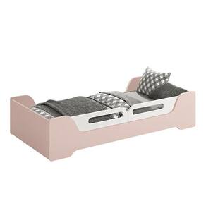 Cama Evolutiva Zaki Rosa Fosco Com Proteção Lateral Usinada E Colchão D20 - Reller Móveis Rosa Fosco