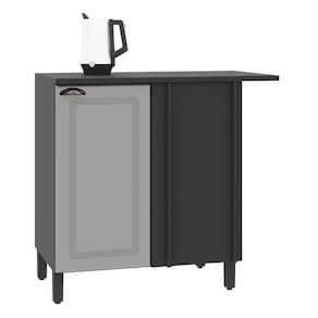 Balcão Canto Reto Firenze 96cm 1 Porta Chumbo-titânio Com Tampo Mdf - Indékes Chumbo-titânio