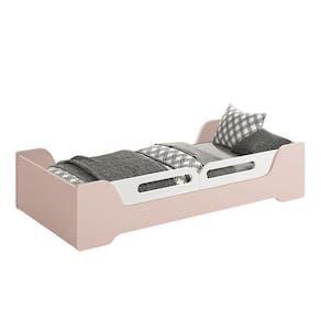 Cama Evolutiva Zaki Rosa Fosco, Proteção Lateral Usinada E Colchão D33 - Reller Móveis Rosa Fosco