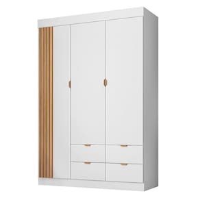 Guarda Roupa Infantil Ayla 3 Portas E 4 Gavetas Branco Acetinado - Phoenix Baby Branco Acetinado