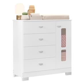Cômoda Infantil New Katatau 1 Porta E 4 Gavetas Branco Brilho - Reller Móveis Branco Brilho