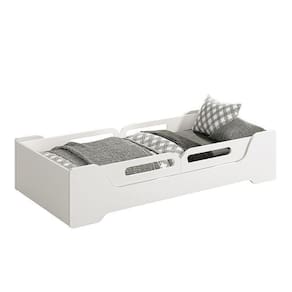 Cama Evolutiva Zaki Branco Fosco Com 2 Kits Proteção Lateral Usinada E Colchão D20 - Reller Móveis Branco Fosco
