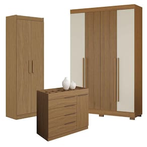 Guarda Roupa Casal 2030240 Atacama Areia com Armário Multiuso 2000191 e Cômoda Sevilha Atacama - Aramóveis