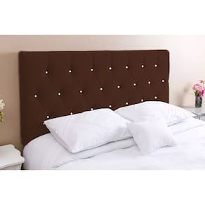 Cabeceira Solteiro 88 - Bello Box - Estilo Capitonê Suede Marrom Com Strass