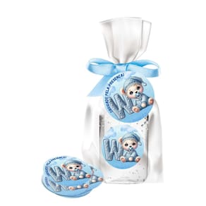 kit 25 Lembrancinhas Alcool Gel Ursinho Azul Maternidade e Chá De Bebê 30ml Aroma de Bebê