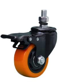 Rodizio Black Espiga Giratoria 3` Com Freio Laranja 6596
