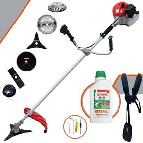 Kit Roçadeira 6 Em 1 Anmax CG430P 43cc C/ Carretel + Faca 2 Pontas + Faca 3 Pontas + Faca 40 Dentes + Faca 80 Dentes + Escova de Aço + ÓLEO STIHL 2T
