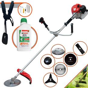 Roçadeira Multifuncional Anmax CG430P À Gasolina 43cc C/ Carretel e Faca 2 Pontas + Facas 3 Pontas, 40 Dentes, 80 Dentes + Escova de Aço + ÓLEO STIHL