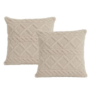 Jogo 2 Almofadas Decorativa Cheia Winter Felpudo Bege Com Enchimento 42x42cm - Jolitex