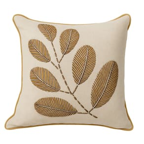 Almofada Decorativa Cheia Tecido Daphne Folhagens Ouro 42x42cm - Jolitex