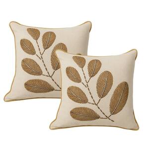 Jogo 2 Almofadas Decorativa Cheia Tecido Daphne Folhagens Ouro 42x42cm - Jolitex