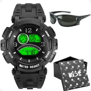 Relogio Infantil Digital Silicone Preto + Oculos Sol + Caixa Menino Presente Esportivo Proteção Uv