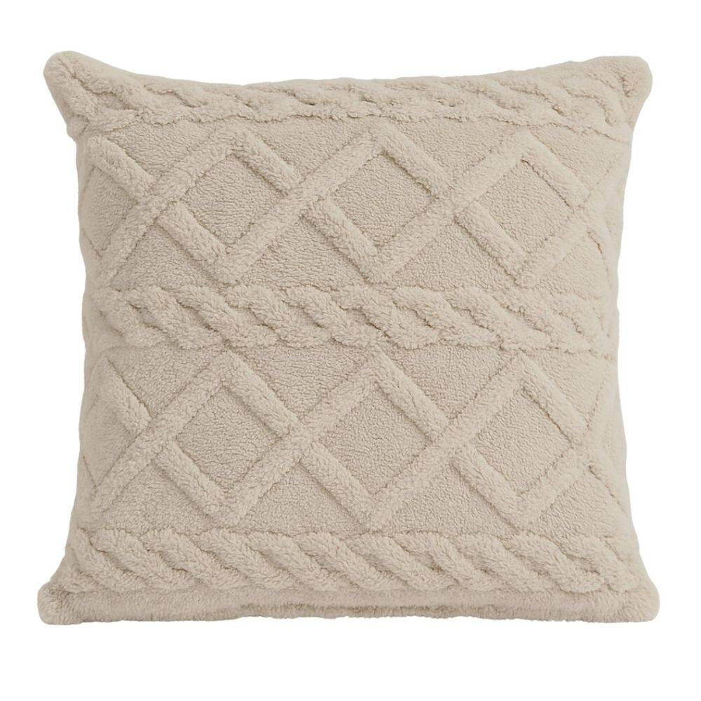 Almofada Decorativa Cheia Winter Felpudo Bege Com Enchimento 42x42cm - Jolitex