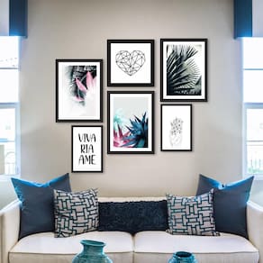 Kit 6 Quadros Decorativos Folhagem Com Frase