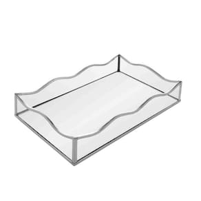 Bandeja com Espelho Ocean 20x30x4 cm Metal Prata Lyor