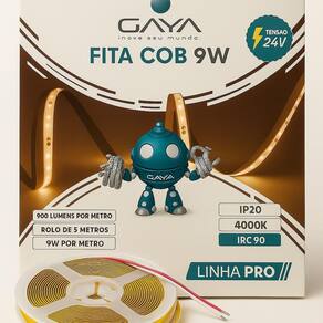 Fita Cob 9W/Mt 24V 4000K Bn 5M Ip20 Linha Pro-Gaya-Gy1447