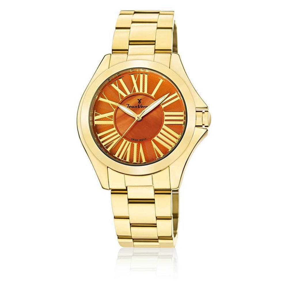 Relógio Pulso Jean Vernier Feminino Aço Dourado Jv011271
